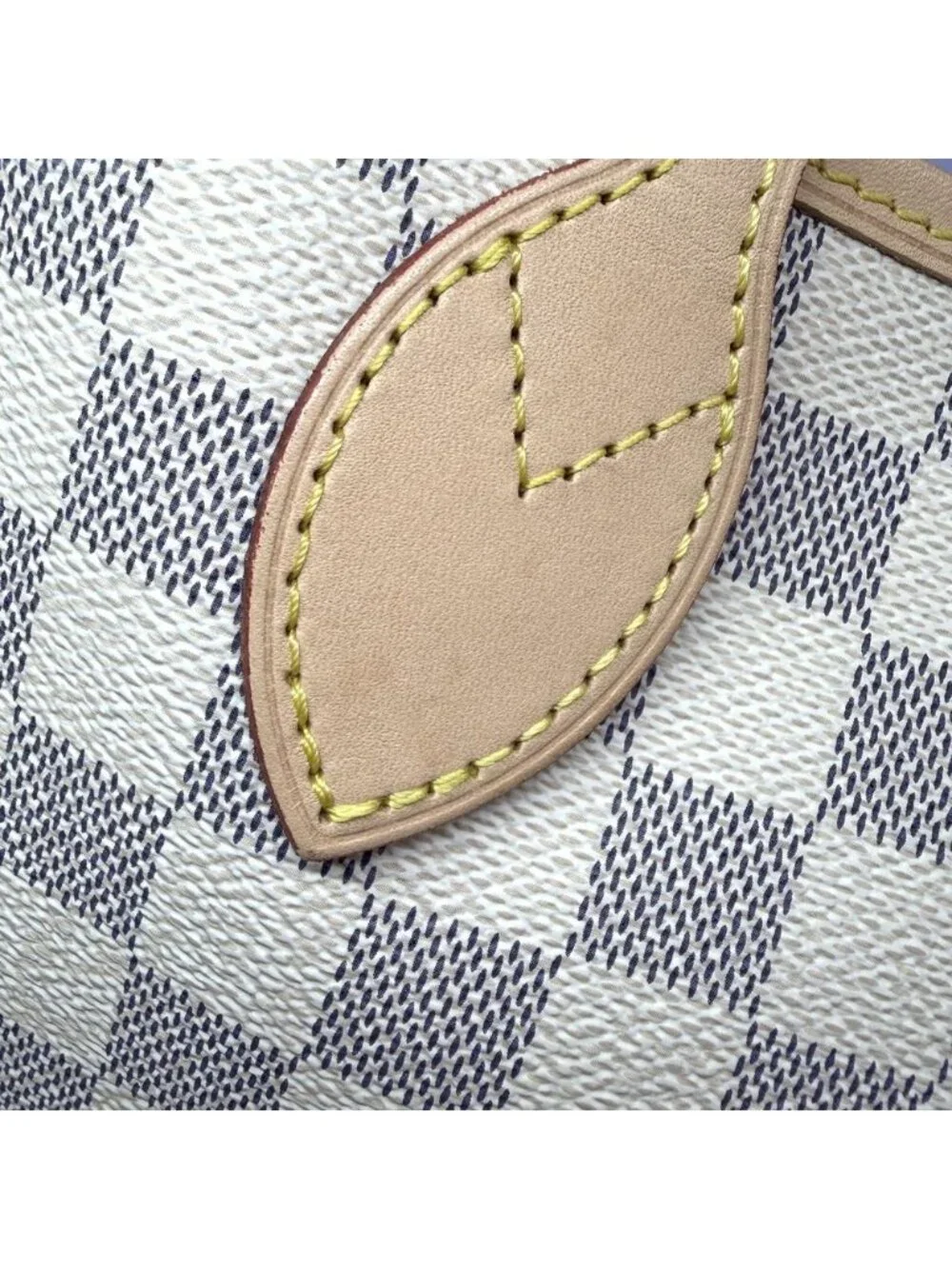 Louis Vuitton Tote Neverfull PM Shoulder Bag Damier Azur Canvas White Gold